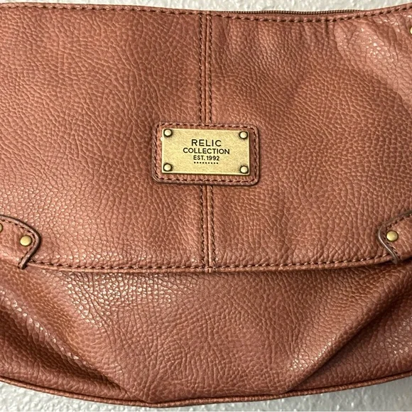 Rare Relic Vintage 1992 Brown Leather Handbag Purse - Adjustable Shoulder Strap - Picture 5 of 16